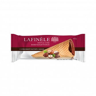 Вафельный рожок «Lafinele» глазированный с ореховой пастой с какао